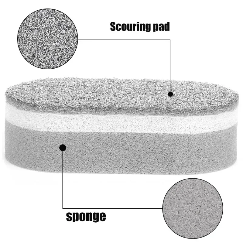 Magic Three Layers Cleaning Sponges Reusable Pan Pot Dishwashing Scouring Pads Household Kitchen Sponge Wipes Brush Clean Tools