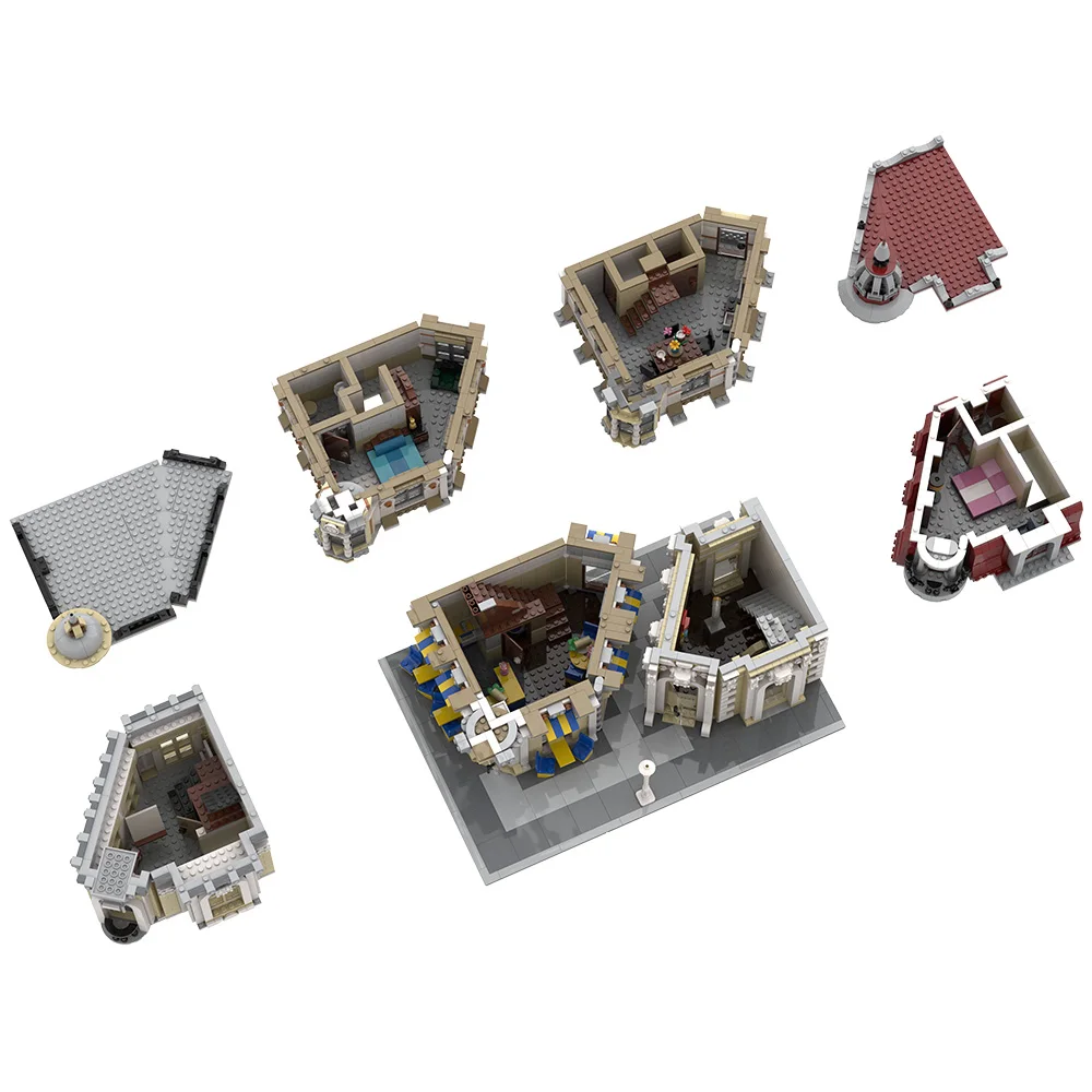 4002 قطعة MOC ركن زقاق وحدات اللبنات الفاخرة شقة فيلا الزاوية العمارة لعبة الطوب هدية #6