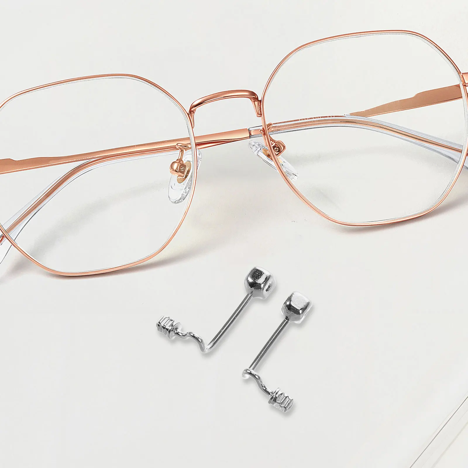 

2pcs Eyeglasses Nose Holder Screw Type Square Head Stainless Support For Glasses Frame Repair Kit Metal Arm