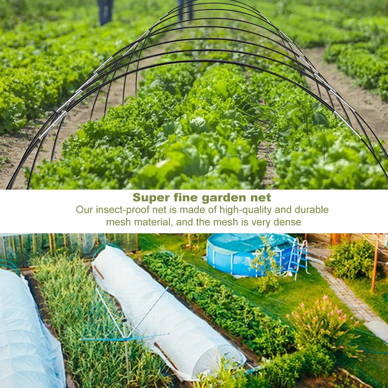 Greenhouse Hoops Set Gardening Folding Fiber Rod Set Seedling Arch Shed Bracket Garden Plant Hoop Grow Tunnel Support with Net