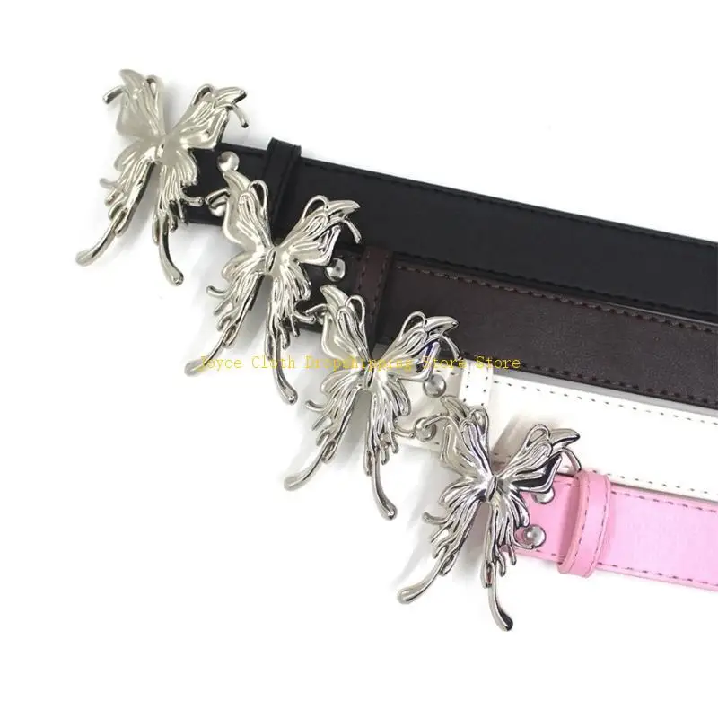 الجمالية فراشة مشبك حزام للنساء موضة دبوس مشبك حزام حزام عريض كول بنات حزام للجينز السراويل ديكور 10CD