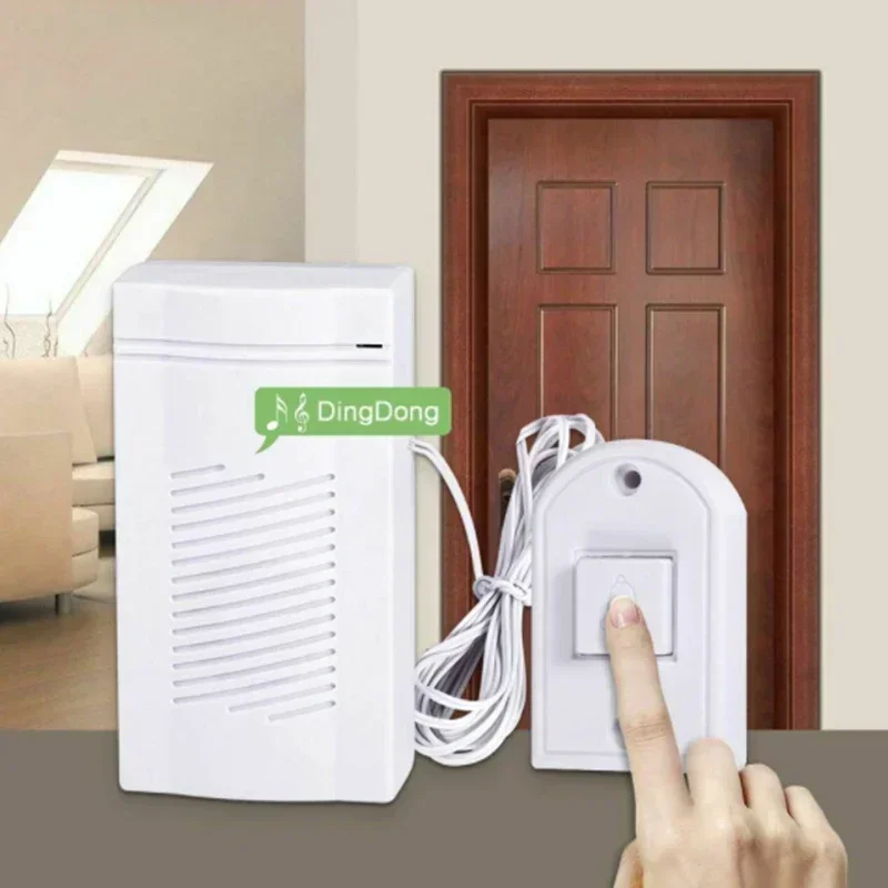 Safety Wired Doorbell Battery operated Guest Welcome Energy saving Simple Home Office Security button White