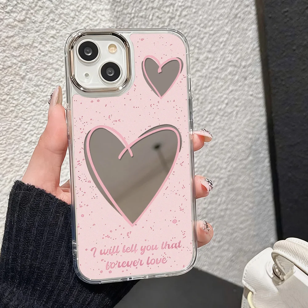 Luxury Make Up Mirror Phone Case For iPhone 17 Pro Max Air 16 13 11 15 14 12 16promax 17promax 15proma Love Heart Funda Cover - view 3