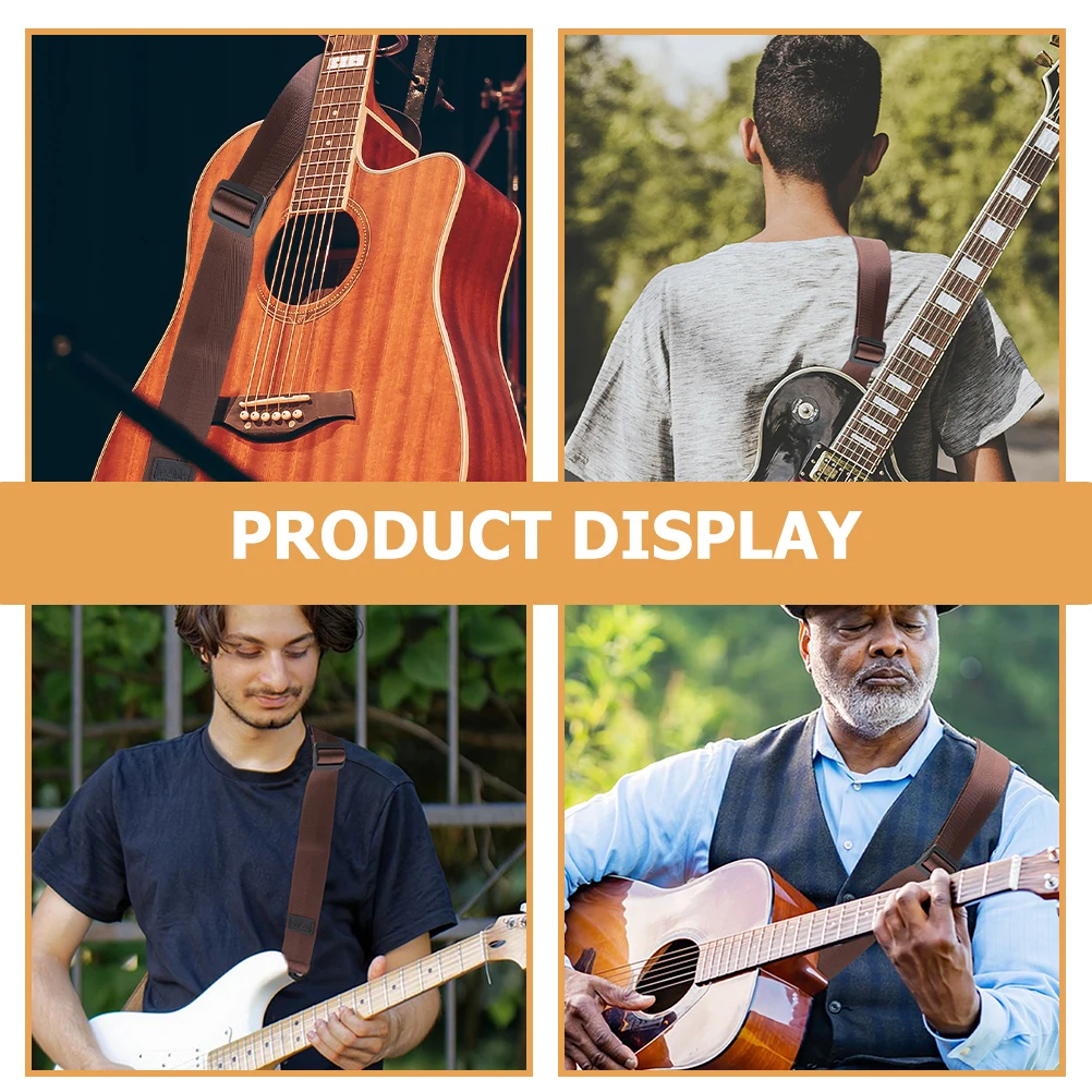 

2 Pcs Guitar Strap Acoustic Accessories Bass Durable Coffee Adjustable Replacement Shoulder Straps