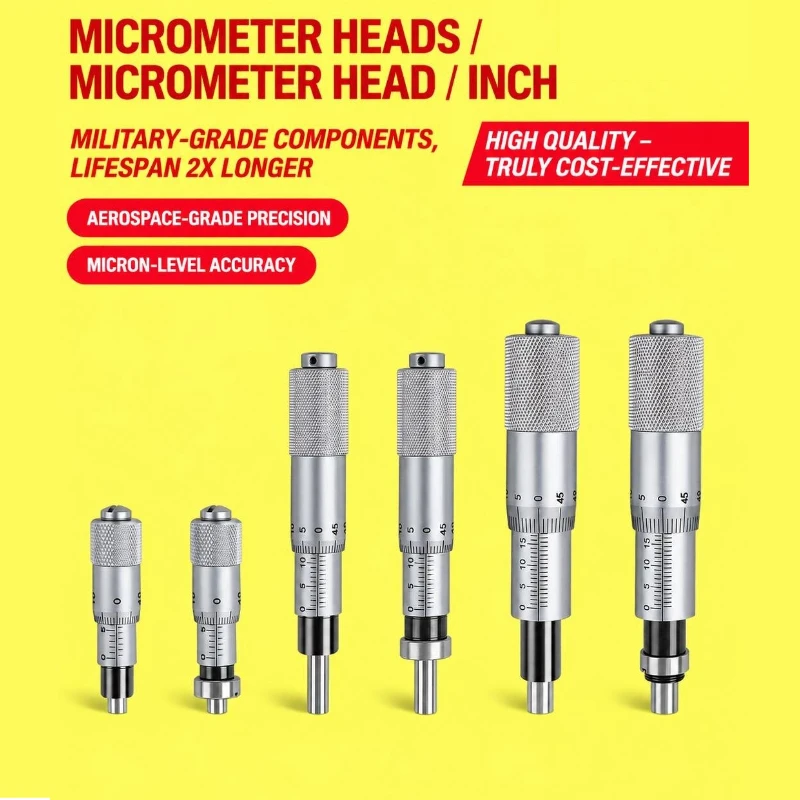 0-13/0-6.5/0-25mm Micrometer Differential Head Fine Tuning Nut Micrometer Measuring Head Stainless Steel High Accuracy