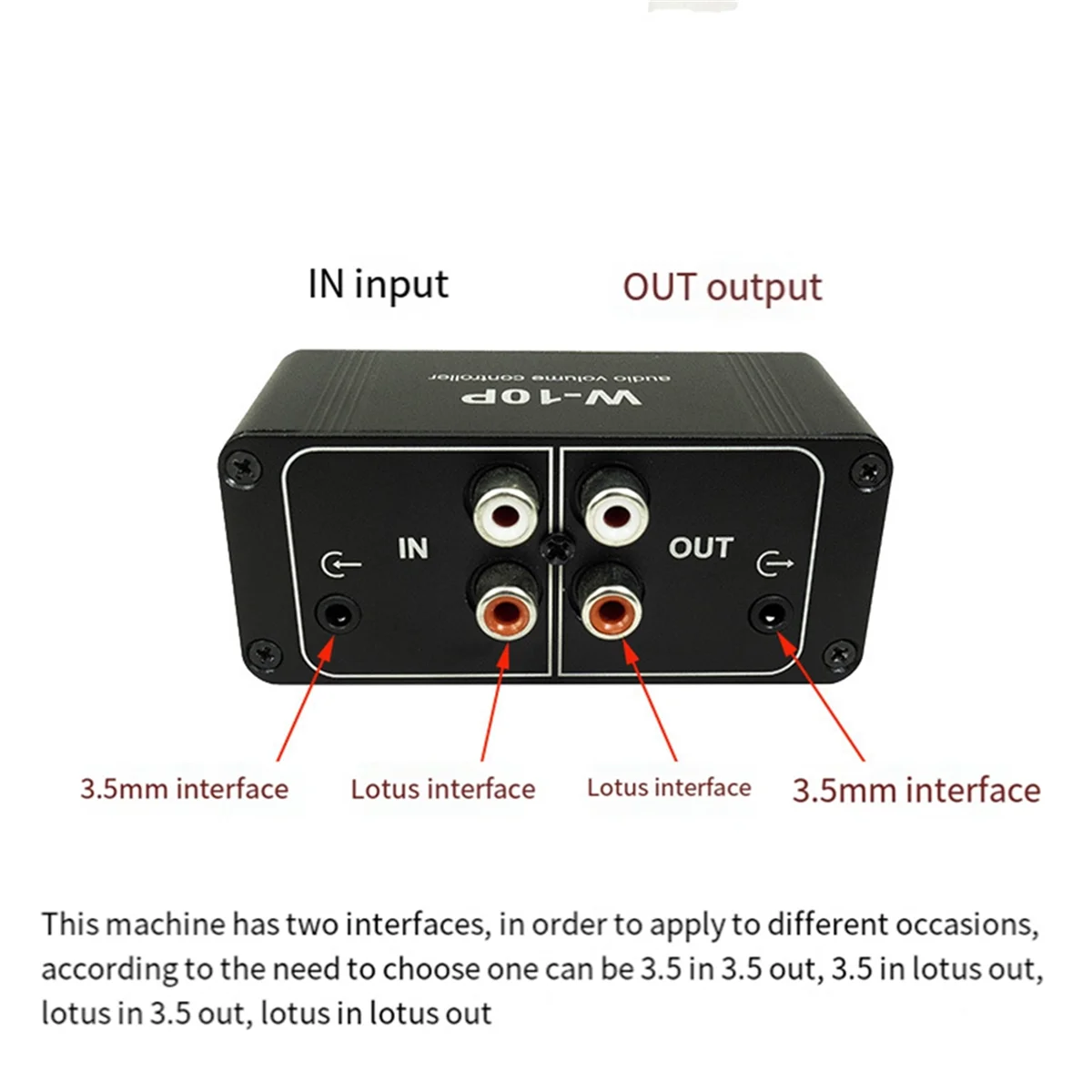 Controlador de Volume portátil Pré Amplificador, Dual Channel Stereo Audio, Mini Balance Music, Home Sound, 3.5mm, W-10P