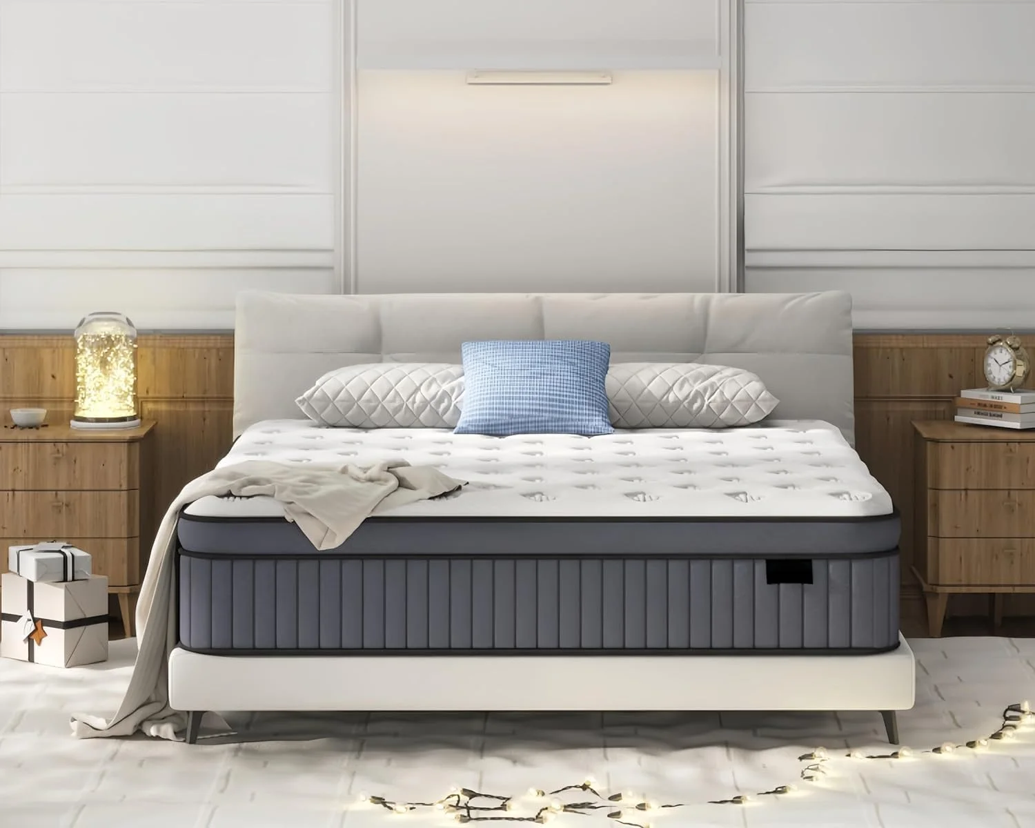 Matelas Hybride King avec Mousse à Mémoire de Forme Haute Densité et Ressorts de Poche Indépendants, 14 Pouces, dans une Boîte