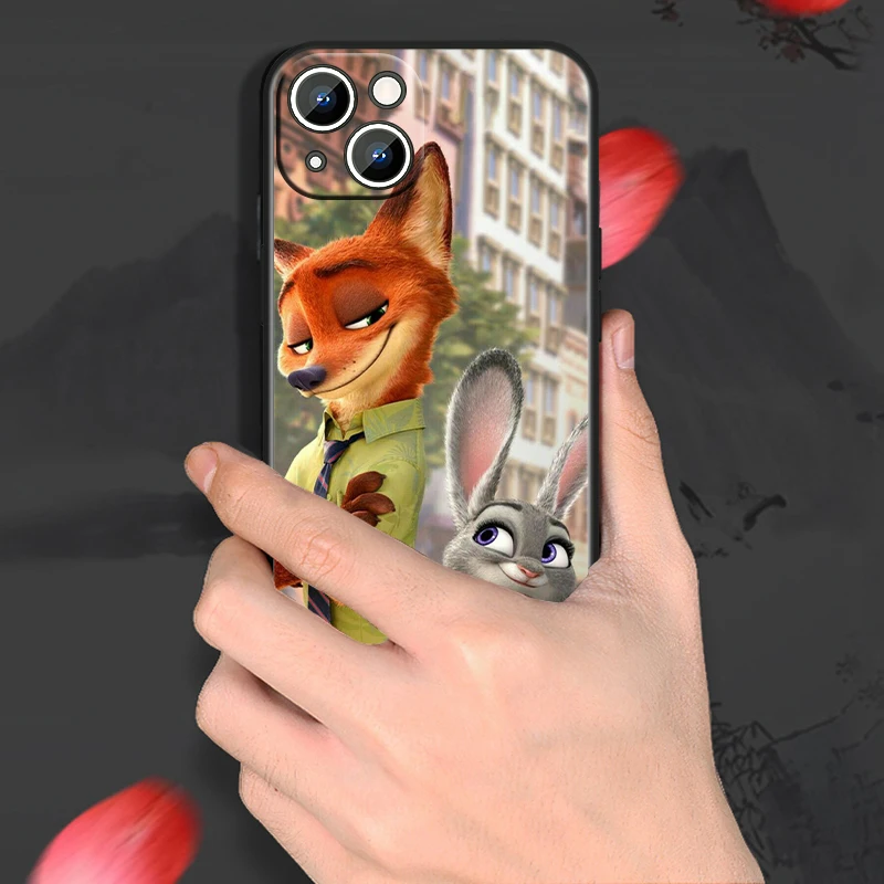 Judy Zootopia Anime Black TPU Phone Case para iPhone, 15, 14, 13, 12, 11, XS, XR, X, 8, 7, SE Pro Max, Plus, Mini