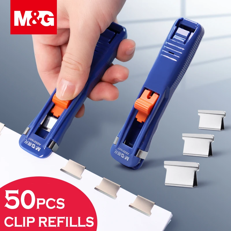 Imagem -06 - Morandi Cor em Grampo Dispenser Kit Handheld Grampo de Ligação Rápida 40 Clipes de Recarga de Metal Inoxidável Clipper Papel Clipper m & g