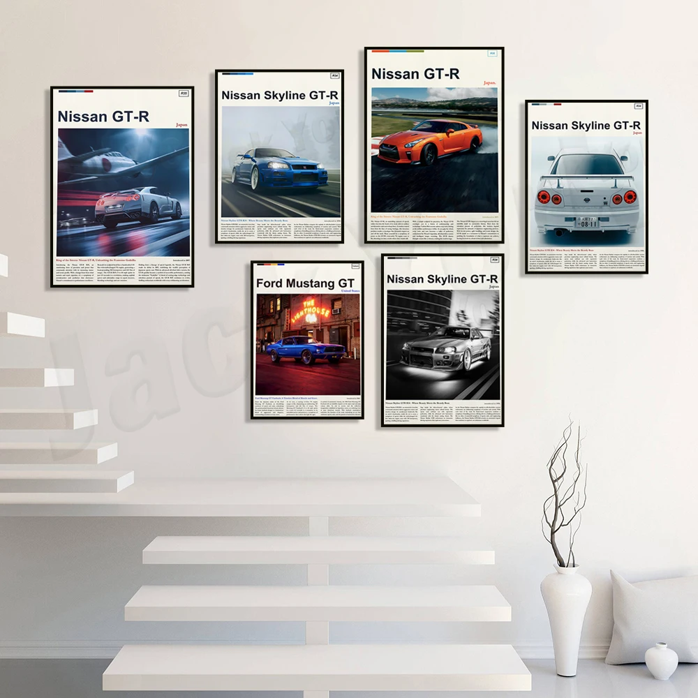 Nissan Skyline GT-R, Nissan GTR Print, R34, Muscle Car Wall Art, Garage Decor, Car Wall Art, Car Posters, Car Guys Gifts