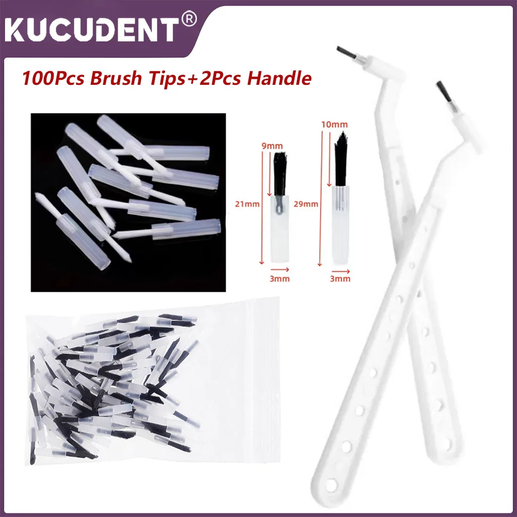 Dental Replaceable Applicator Tips with Micro Brush Handles Composite Brushes for Etchants Adhesives Sealant Disposable Teeth