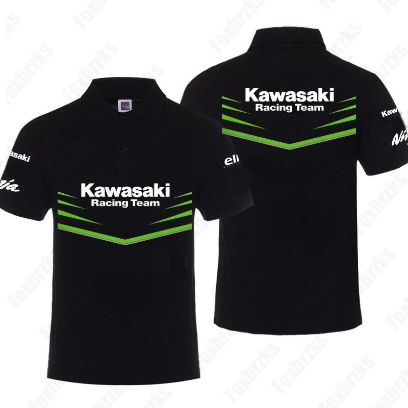 New All-match Motorcycle Heavy Machine Riding POLO Shirt Men\'s Summer Outdoor Riding Kawasakis Pure Short-sleeved T-shirt