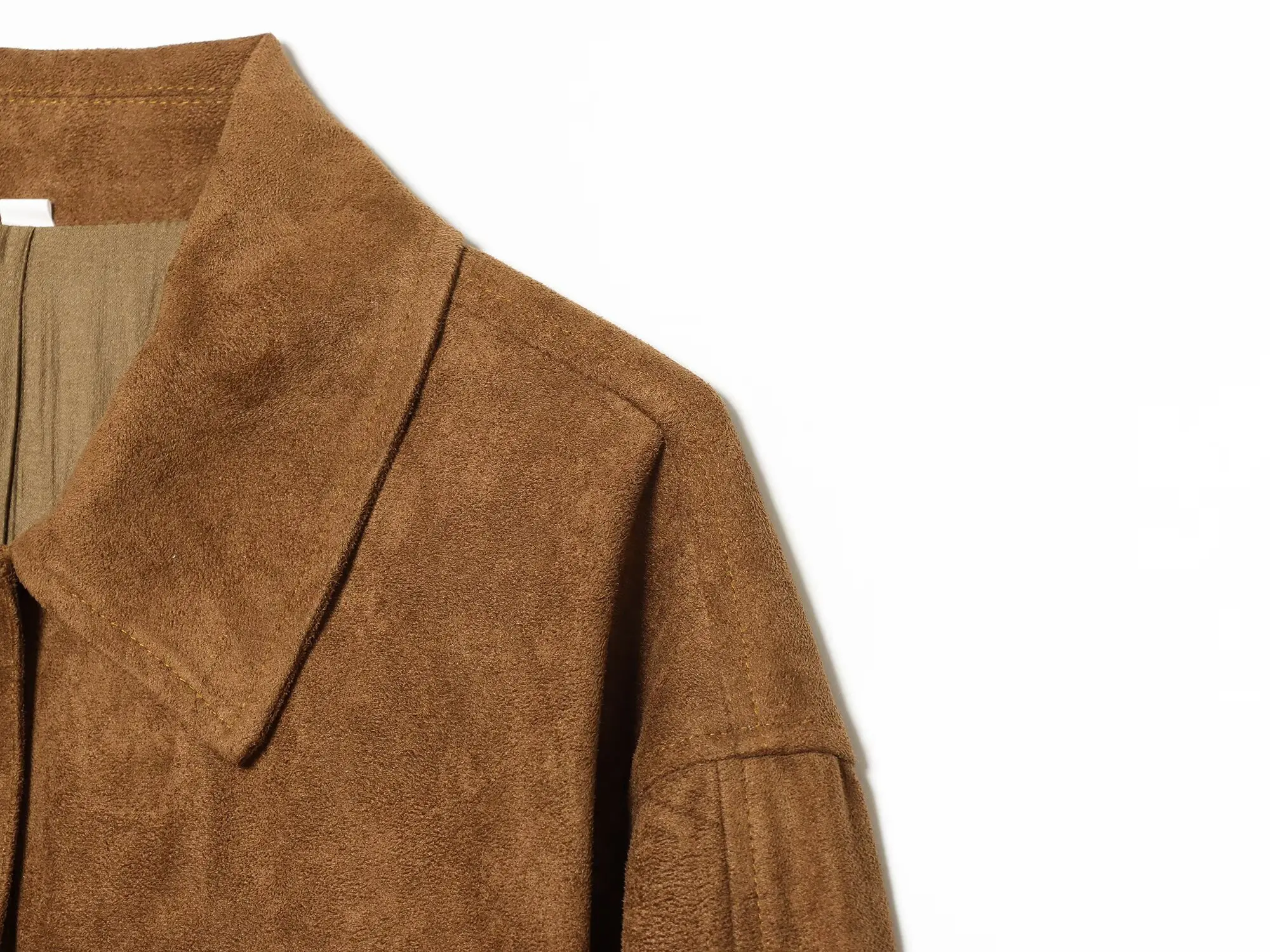 TFMLN Schicke Wildlederjacke für Damen, modischer Reverskragen, lange Ärmel, Taschen, schmal geschnittener Mantel, 2026, neuer Herbst, Gürtel, Damen-Retro-Oberbekleidung – Detail 5