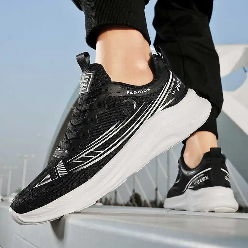 أحذية رياضية رجالية فاخرة على الطرق بمقدمة مستديرة أحذية رياضية رجالية منسوجة أحذية رياضية كاجوال للرجال ممارسة الهاتف المحمول شراء Sapateneis #5