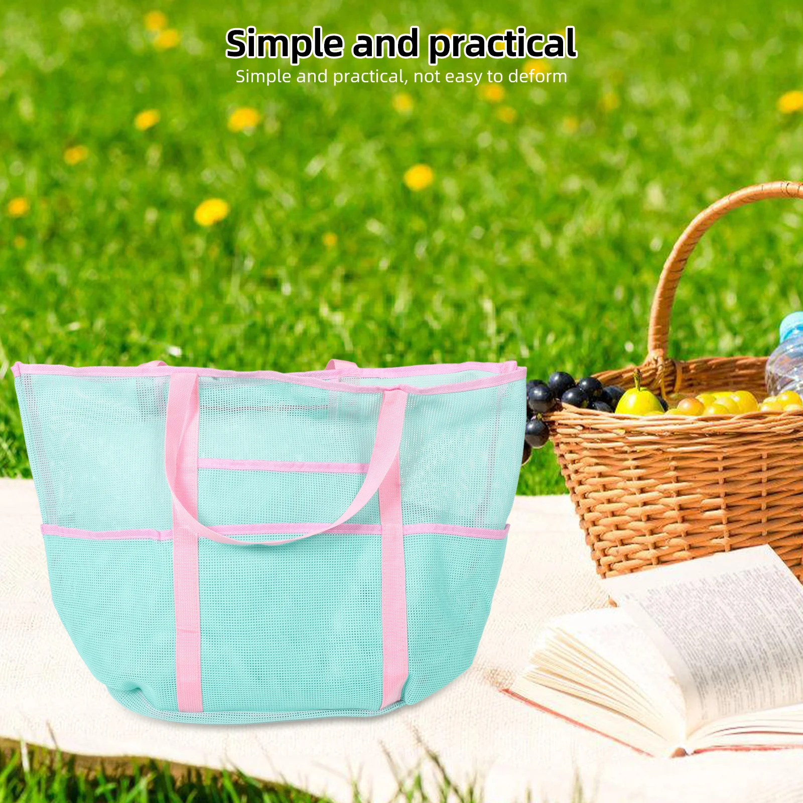 กระเป๋าตาข่ายพกพาสำหรับอาบน้ำ น้ำหนักเบา อเนกประสงค์ ใช้เป็นกระเป๋าเดินทาง กระเป๋าถือ สำหรับใส่อุปกรณ์ชายหาด อุปกรณ์อาบน้ำ และของใช้จำเป็น