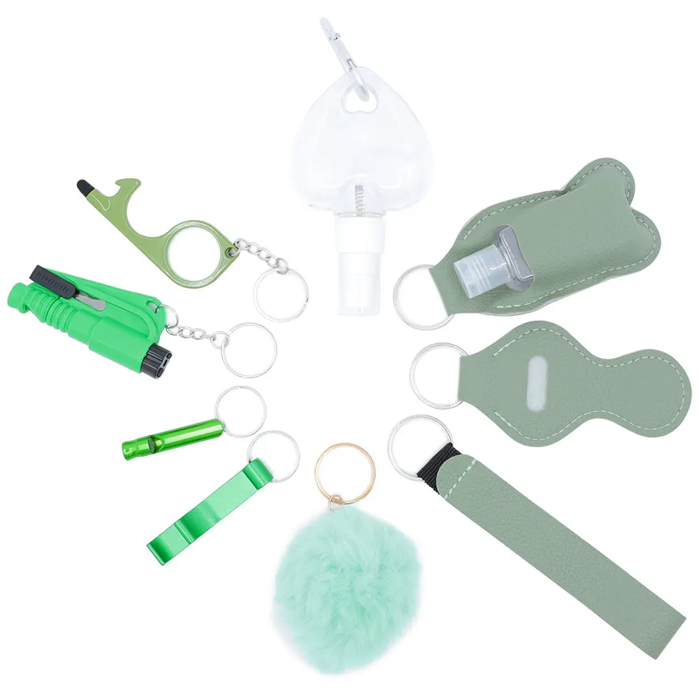 مجموعة سلسلة مفاتيح للدفاع عن النفس للنساء، مجموعة كاملة من سلسلة المفاتيح الآمنة مع إنذار شخصي، وإكسسوارات سلسلة مفاتيح كسارة النافذة