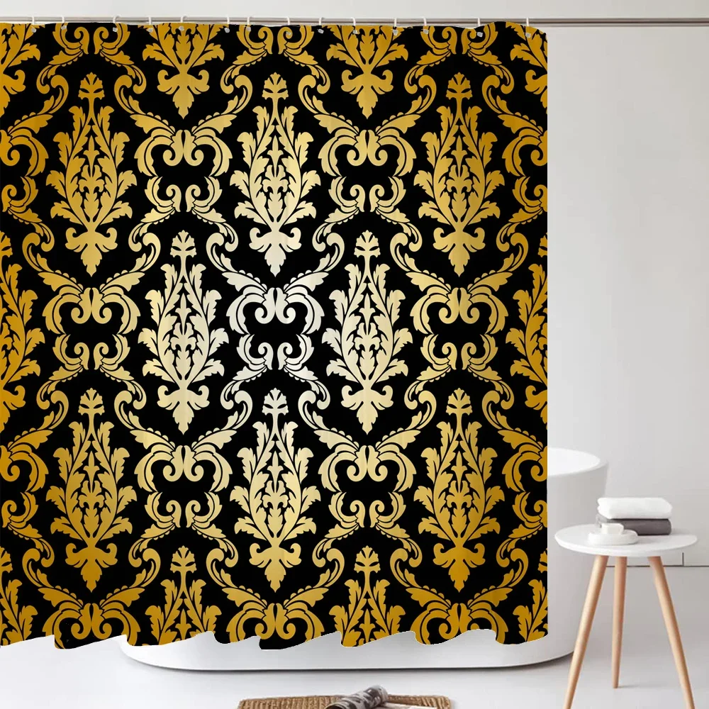

Retro European Pattern Shower Curtain Print Modern Nordic Minimalist Polyster Home Decor Bathroom Curtain with Hooks
