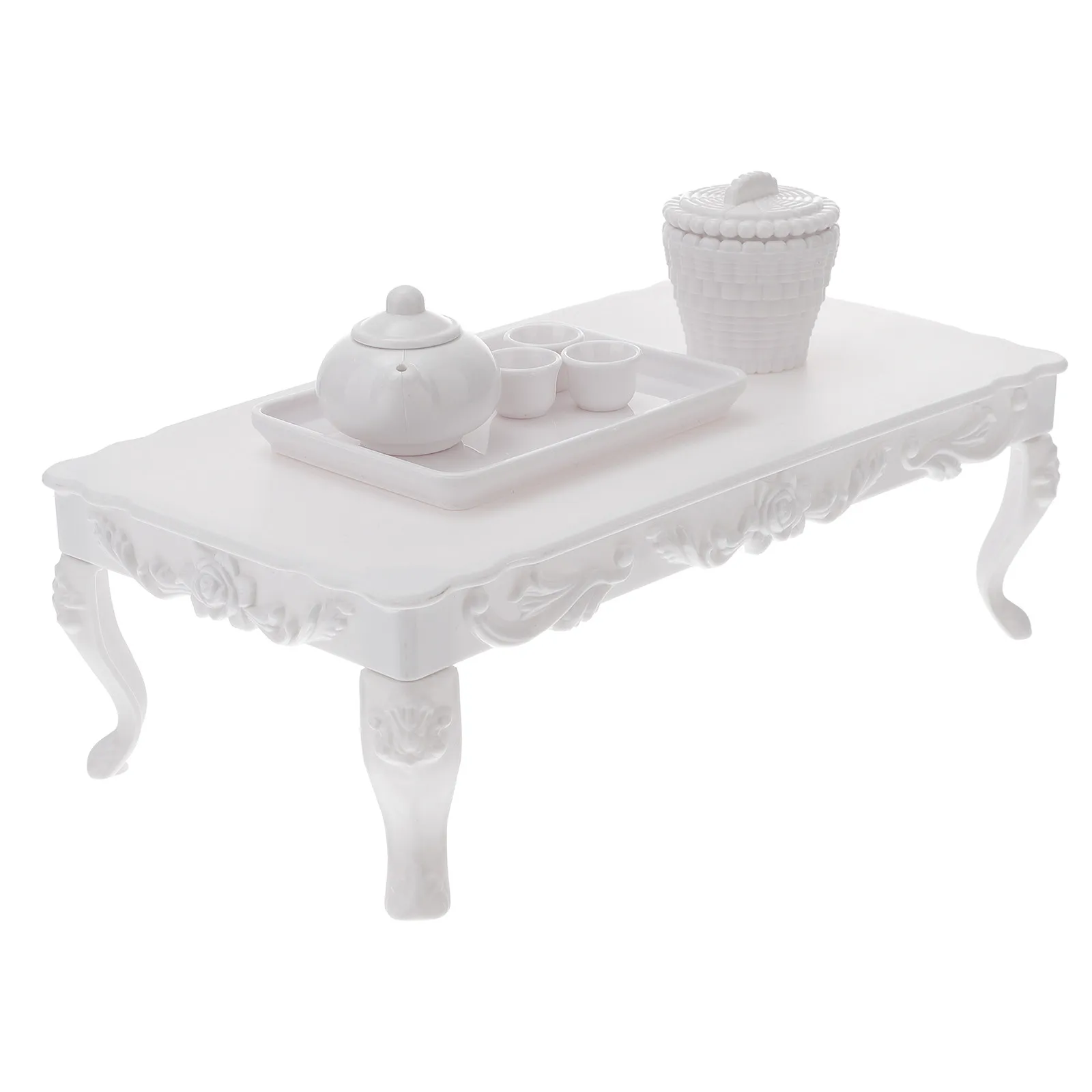 

1Set Small Tea Table with Teaware Set Exquisite Craft Kids Interactive Play Home Decoration Use for Imaginative Role Play