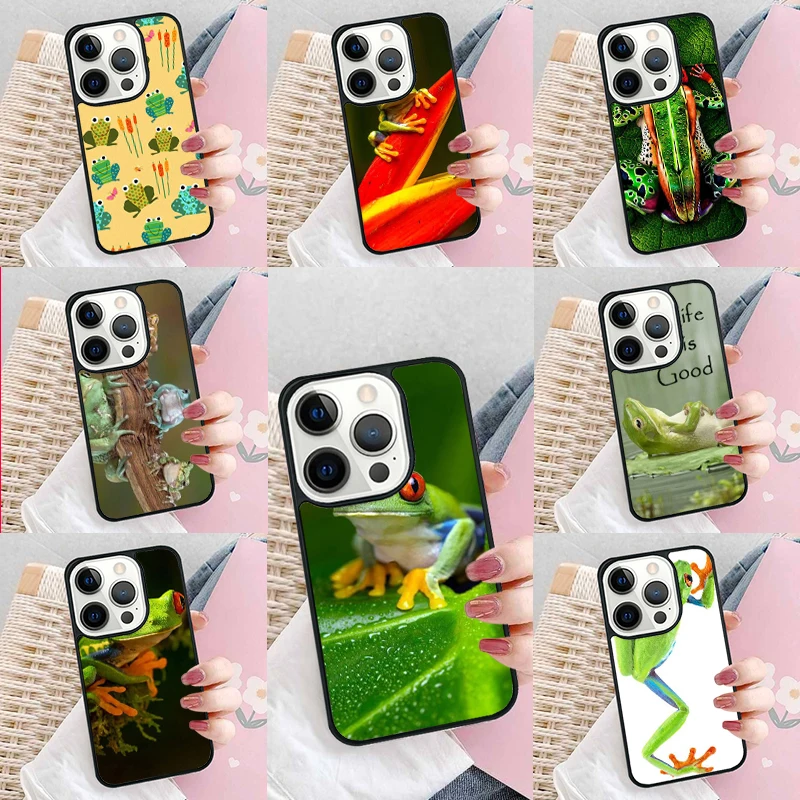 Blue Frog Tropical Rain Forest Soft Phone Case Cover for iPhone 16 Promax 15 Pro 13 14 Plus 11 12 Mini XR XS MAX Coque