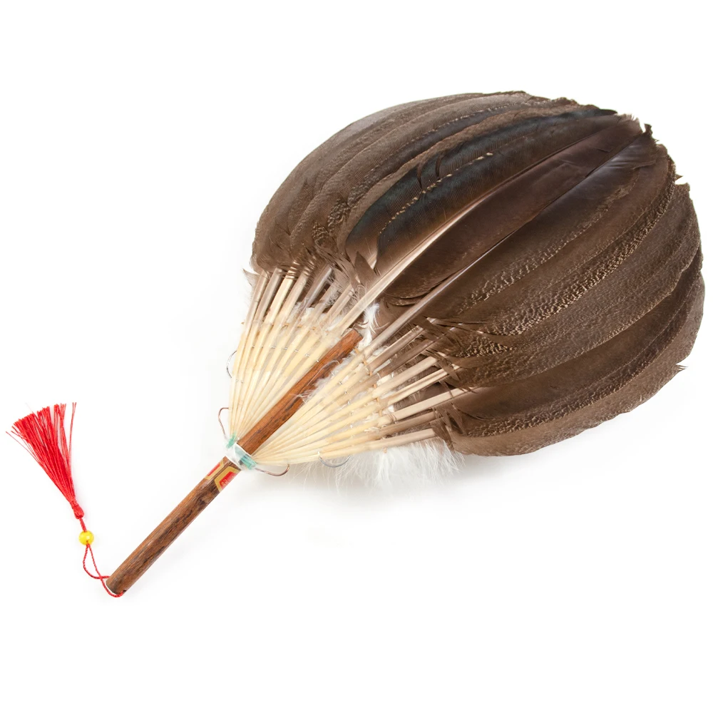 

Веер из гусиных перьев в стиле Чжугэ Ляна, летний портативный веер ручной работы в китайском стиле