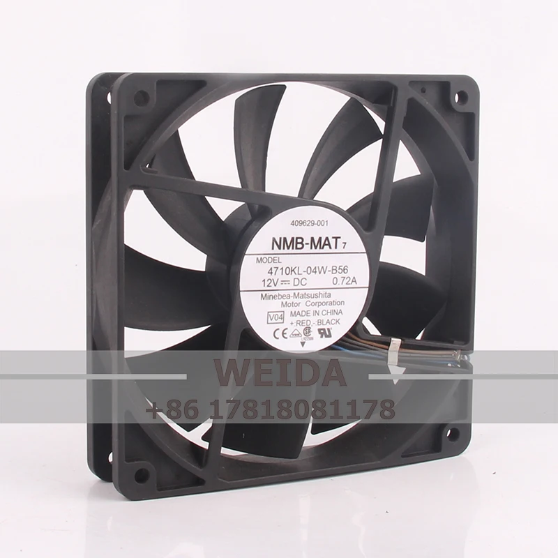 

Case fan for NMB 0.72A12CM 12025 4-wire Temperature Controlled Centrifugal Exhaust Cooling fan 4710KL-04W-B56 120x120x25mm