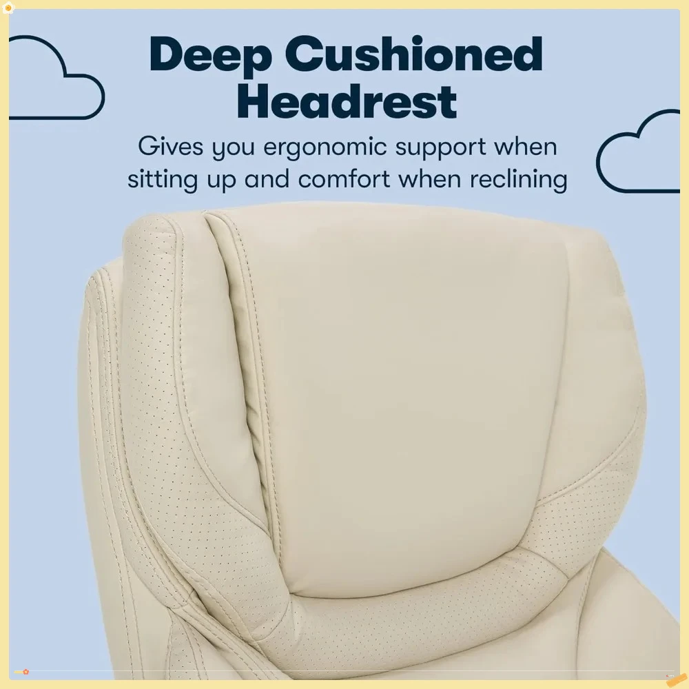 Kursi Kantor Eksekutif Besar & Tinggi, Ergonomis dengan Sandaran Tinggi dan Penyangga Lumbar yang Dapat Disesuaikan, Bantal Semi Mewah dan Bantal Tubuh