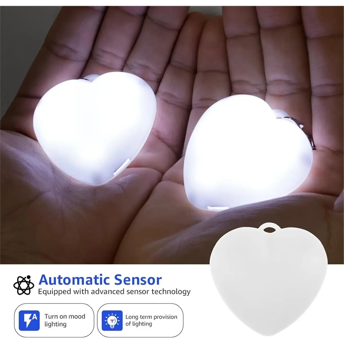 A757P ~4pcs Heart Pocket Light for Handbag, LED Handbag Light with Sensor, Rechargeable, Automatic Sensor Handbag Night Light