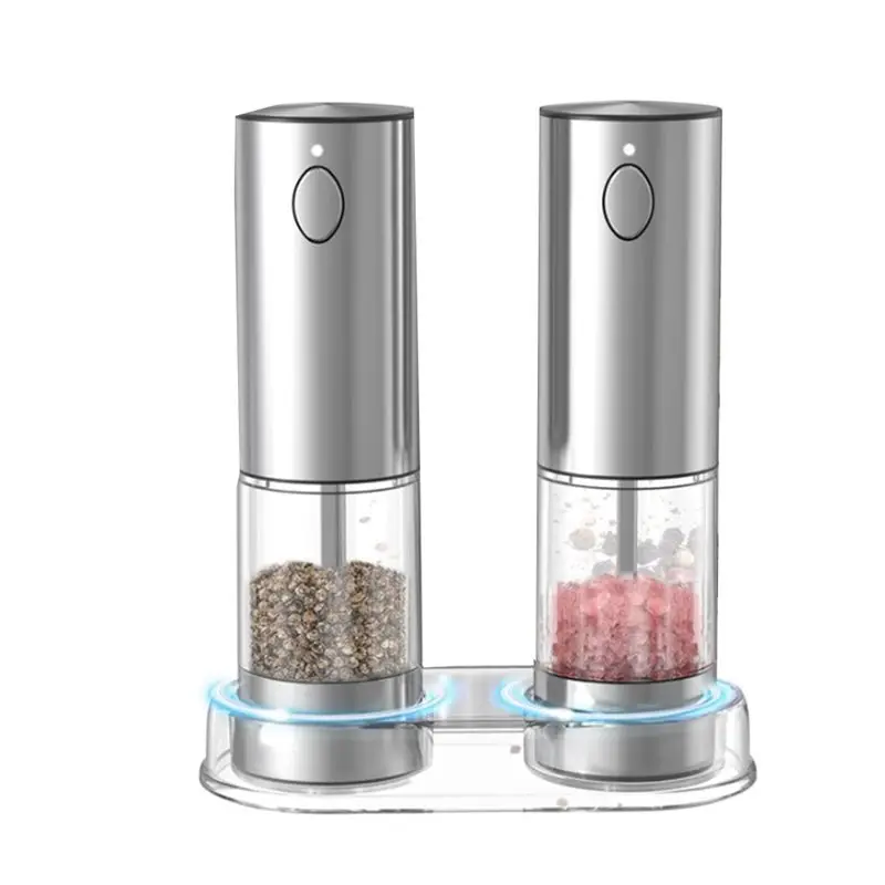 

Электрическая мельница для специй A38T, набор для измельчения соли и перца, с USB-зарядкой, регулируемая степень помола, 2 шт. с подставкой для хранения