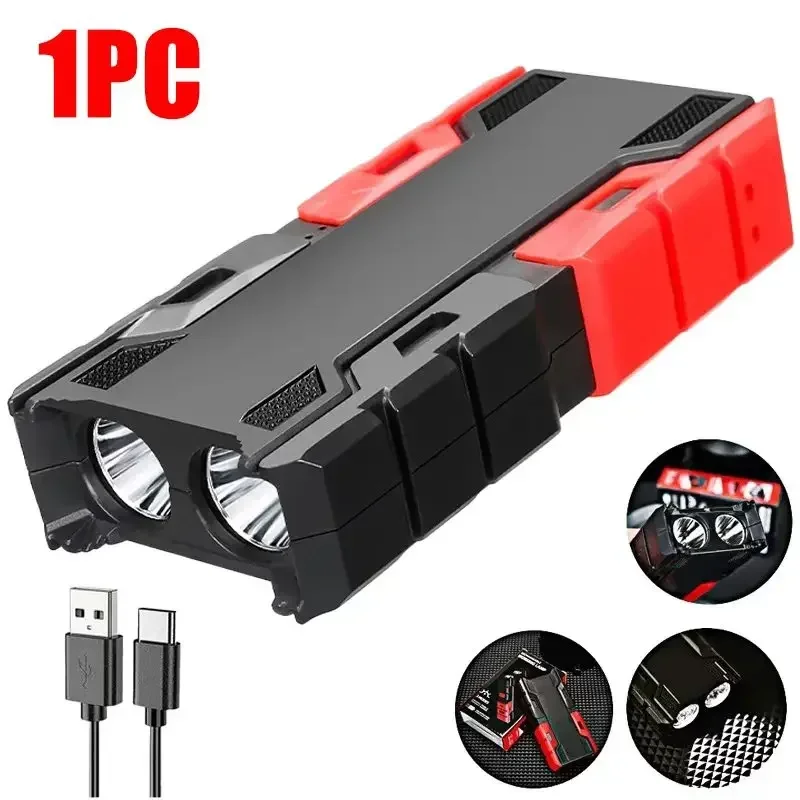 ハイパワー LED ダブルライト懐中電灯強力な戦術的な懐中電灯 Type-c 充電式防水懐中電灯ポータブルトーチ