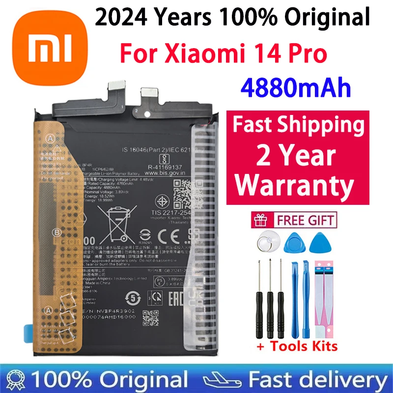 Fast Shipping 2024 Years 100% Original BP4Q BP4R 4610mAh Battery For Xiaomi 14 / Xiaomi 14 Pro 14Pro Phone Replacement Batteries