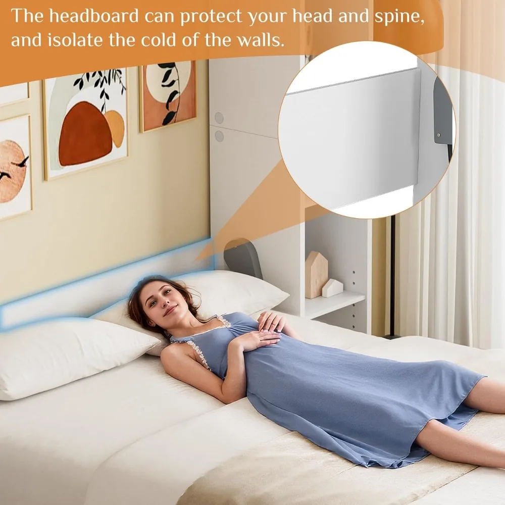 Letto Queen Murphy con libreria portaoggetti e 4 ripiani regolabili, struttura letto pieghevole salvaspazio da parete in legno Queen, struttura letto nascosta f