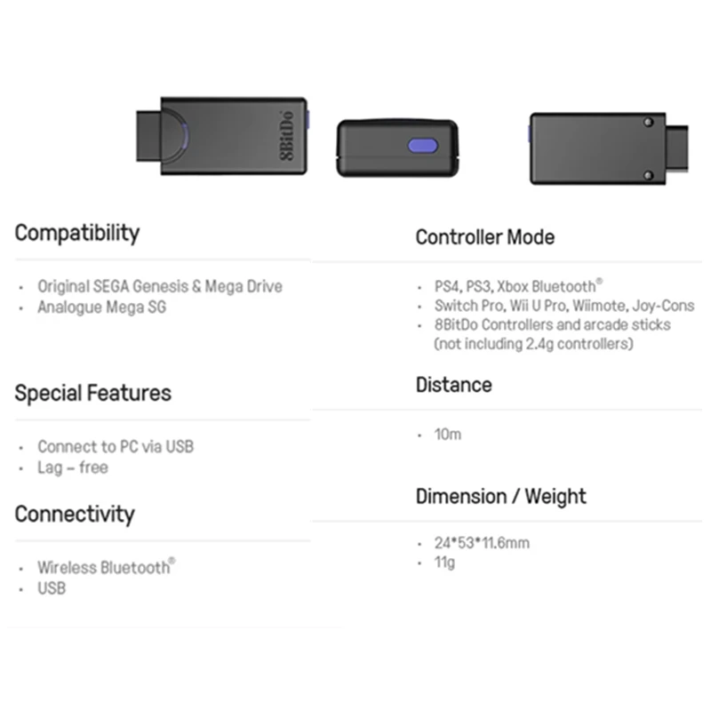 Новый 8Bitdo Retro Mini Bluetooth Classic Edition приемник беспроводной адаптер для оригинального Mega Drive Sega Genesis Switch PS4 SNES
