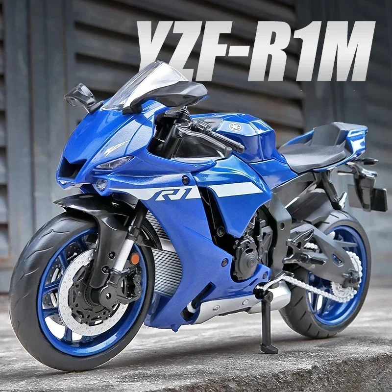 

1:12 YZF-R1M гоночные мотоциклы на 60-летие, модель мотоцикла из сплава, коллекция амортизаторов, игрушечный автомобиль, подарок для детей, двухколесный