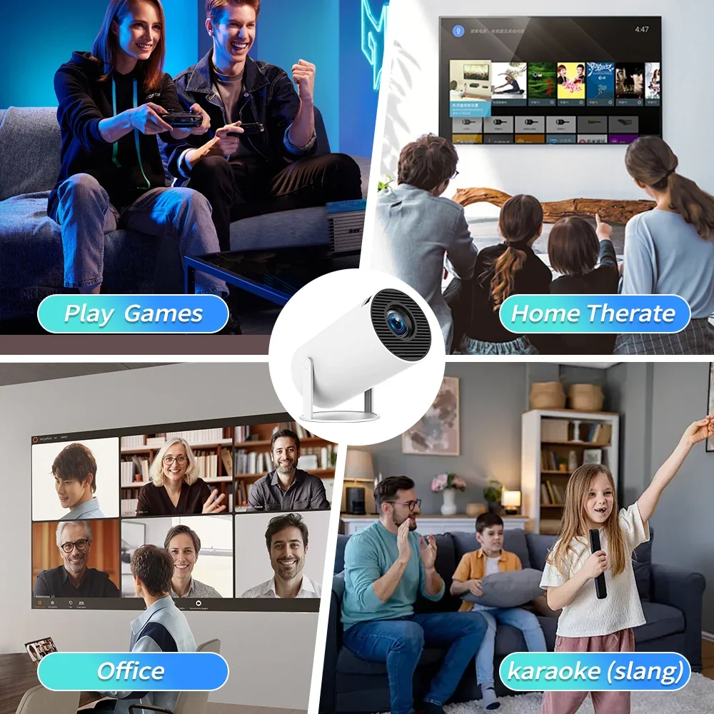Модернизированный мини-проектор HY300PRO 2025 года с Wi-Fi и BT, портативный проектор с поддержкой 1080P/4K, автоматический Keystone, интеллектуальный проектор Android