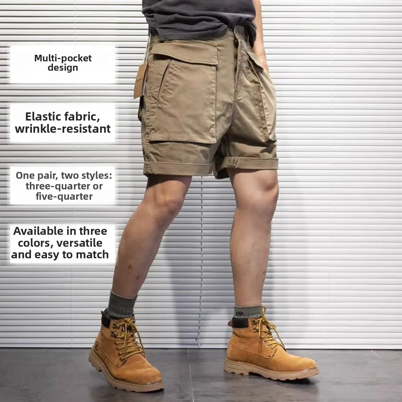 

Летняя мужская повседневная одежда свободного кроя в американском стиле ретро длиной пять четвертей, уличная одежда с большими брюками для спецодежды