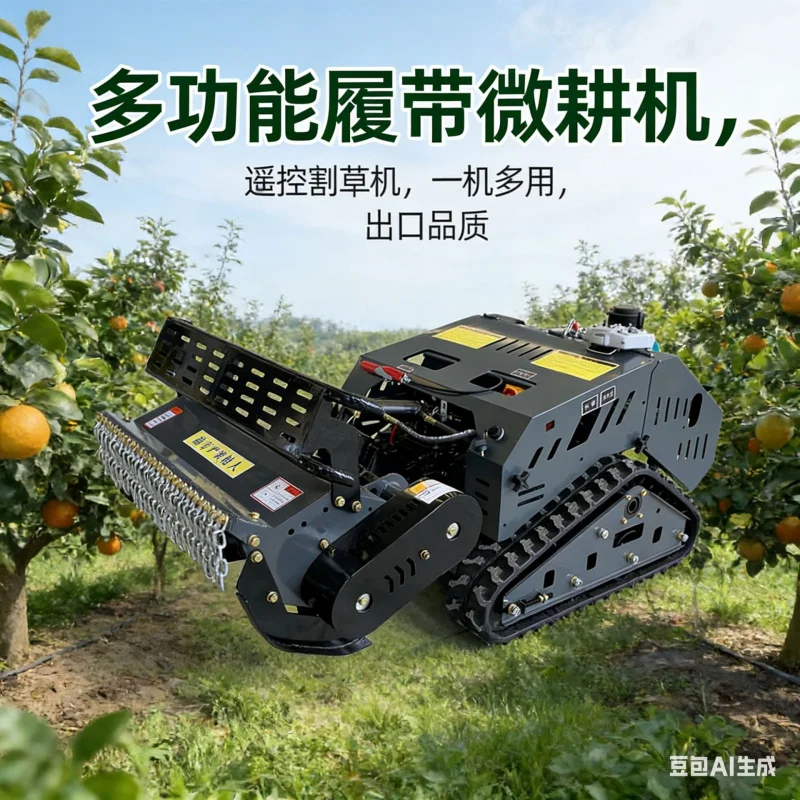 

Remote-controlled diesel air-cooled plow machine, agricultural chain-rail type small tiller, micro-tiller, grass shredder