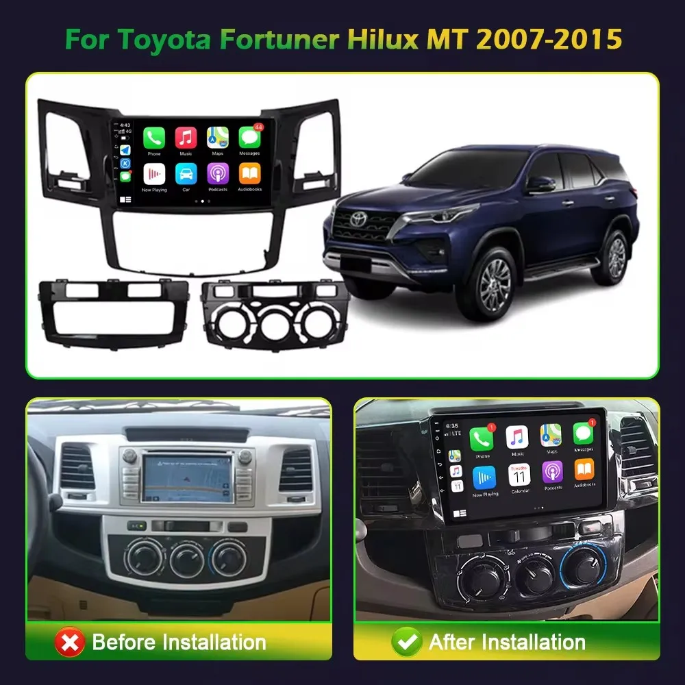 Android 14 Car Radio For Toyota Fortuner HILUX Revo Vigo 2007 - 2015 Navigation Multimedia Player Stereo WiFi+4G Head Unit Video