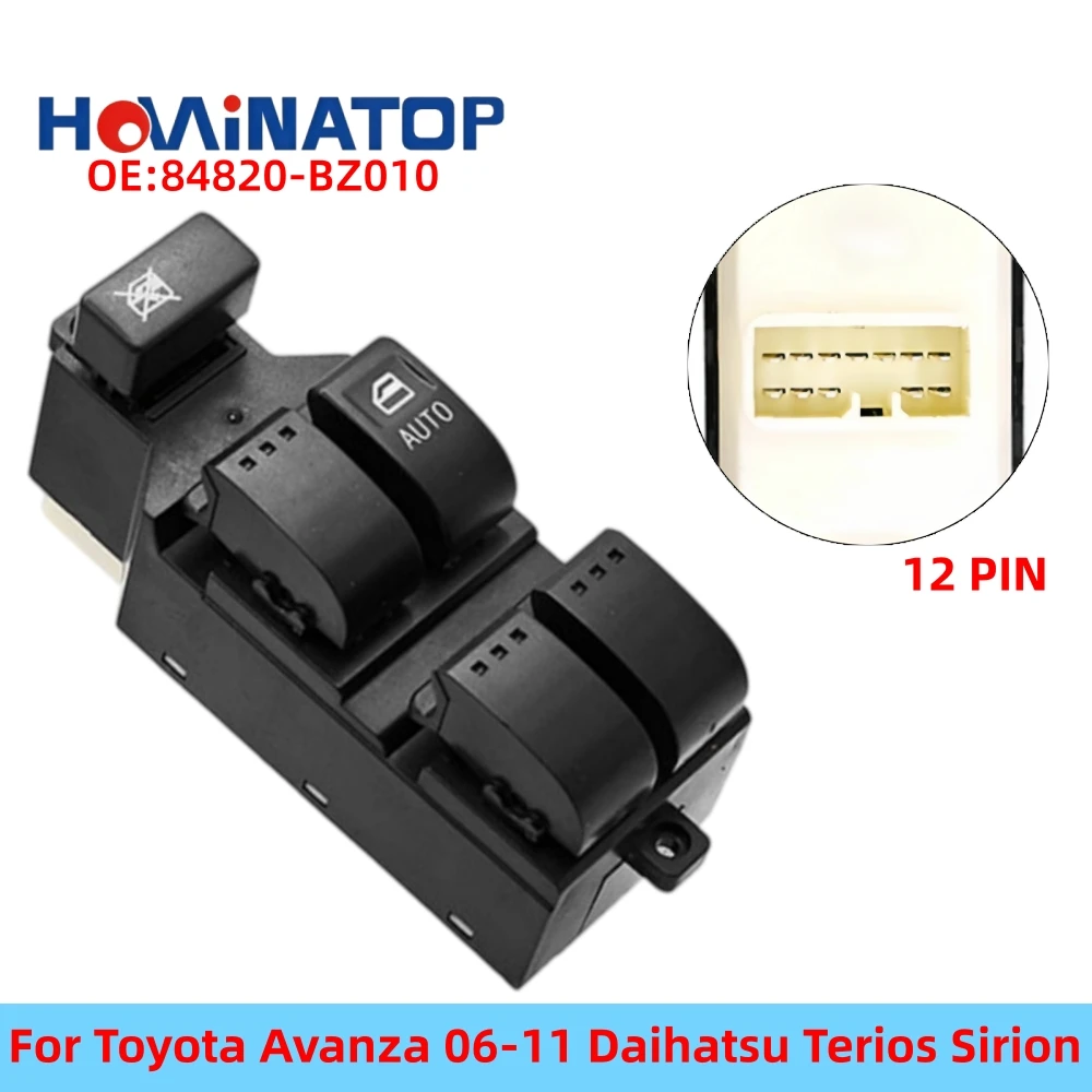 HOWINATOP 84820‑BZ010 12Pin RHD Power Window Master Switch For Toyota Avanza 06‑11 Daihatsu Terios Sirion OEM Replacement