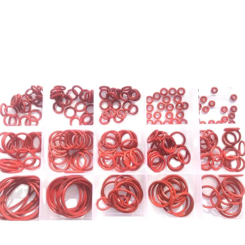 250-100Pcs Red VMQ O Ring Seal Gasket Thickness CS1/1.5/1.9/2/3.1mm Silicone Rubber Insulation Waterproof Washer Non-toxic Set