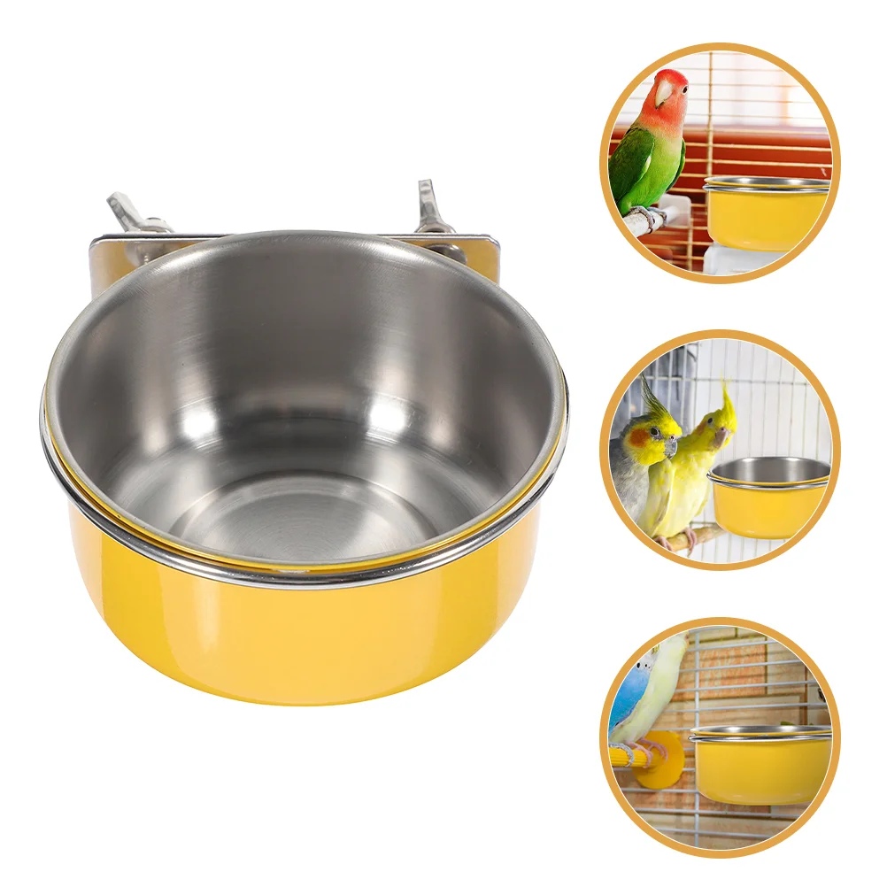 2 Pcs Bird Feeding Tray Cup Birdcage Parrot Food Organizer Feeder Water Bowl Indoor Basin For Stainless Steel Feeders