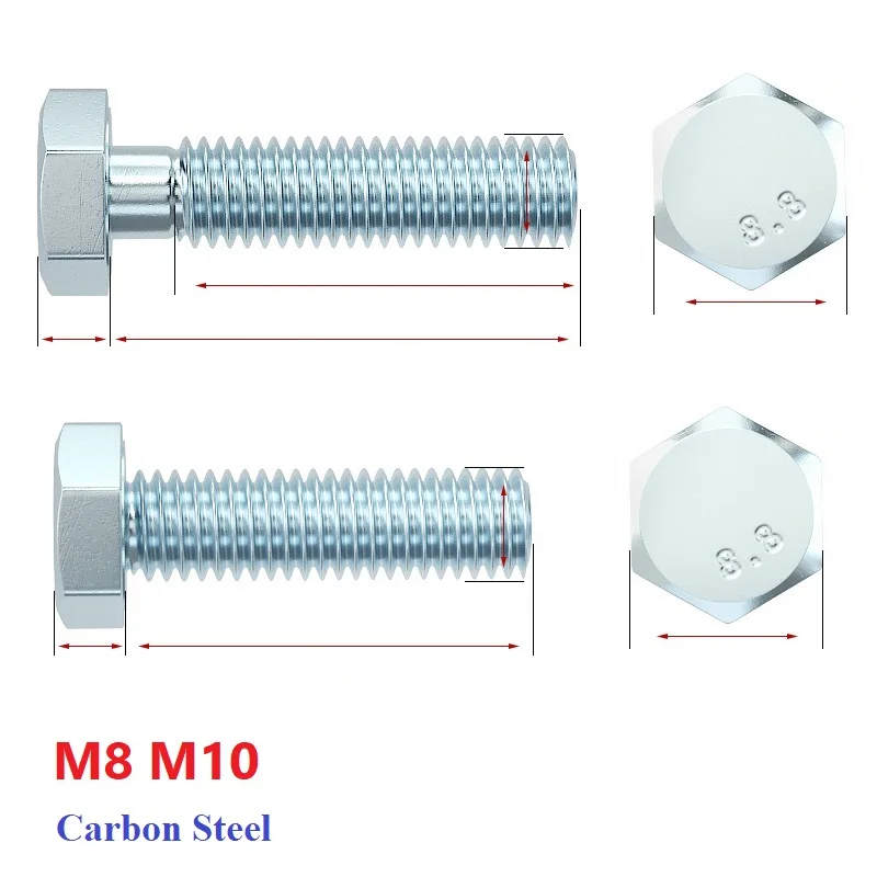 8.8 Grade Galvanized Steel Full /Half Thread External Hex Hexagonal Screw Bolt M8 M10 GB5783