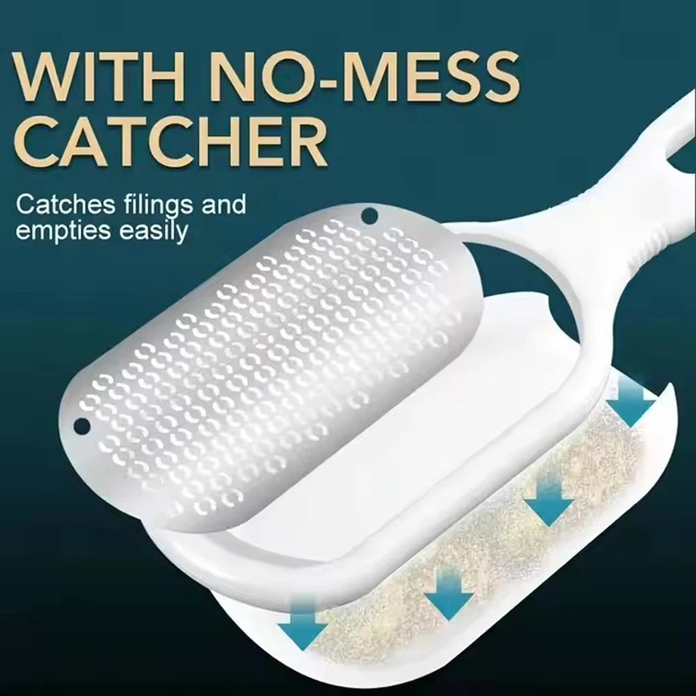 ملف القدم مزدوج الجانب المهنية الفولاذ المقاوم للصدأ ملف القدم الكالس مزيل قدم عرموش أداة العناية بالقدم مع غطاء #5