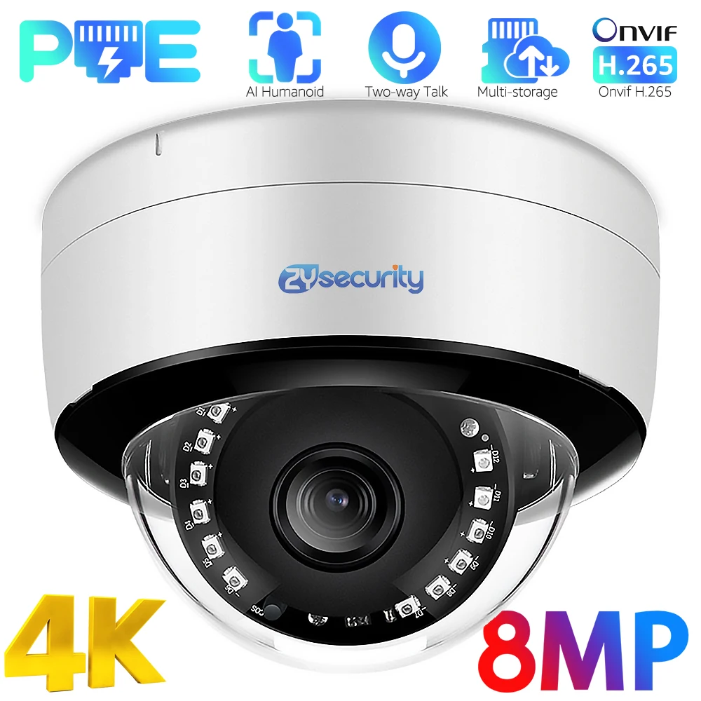 cupula poe camera ip interior mp h265 onvif camera de seguranca deteccao humana visao noturna infravermelha gravacao de audio camera de vigilancia cftv aplicativo xmeye 4k 01