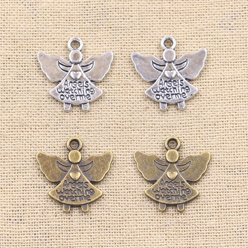 10pcs Charms Guardian Angel Watching Over Me 20x19mm Antique Pendants,Vintage Tibetan Bronze Silver Color,DIY Handmade Jewelry