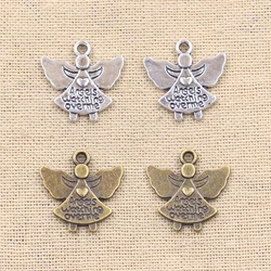 10pcs Charms Guardian Angel Watching Over Me 20x19mm Antique Pendants,Vintage Tibetan Bronze Silver Color,DIY Handmade Jewelry