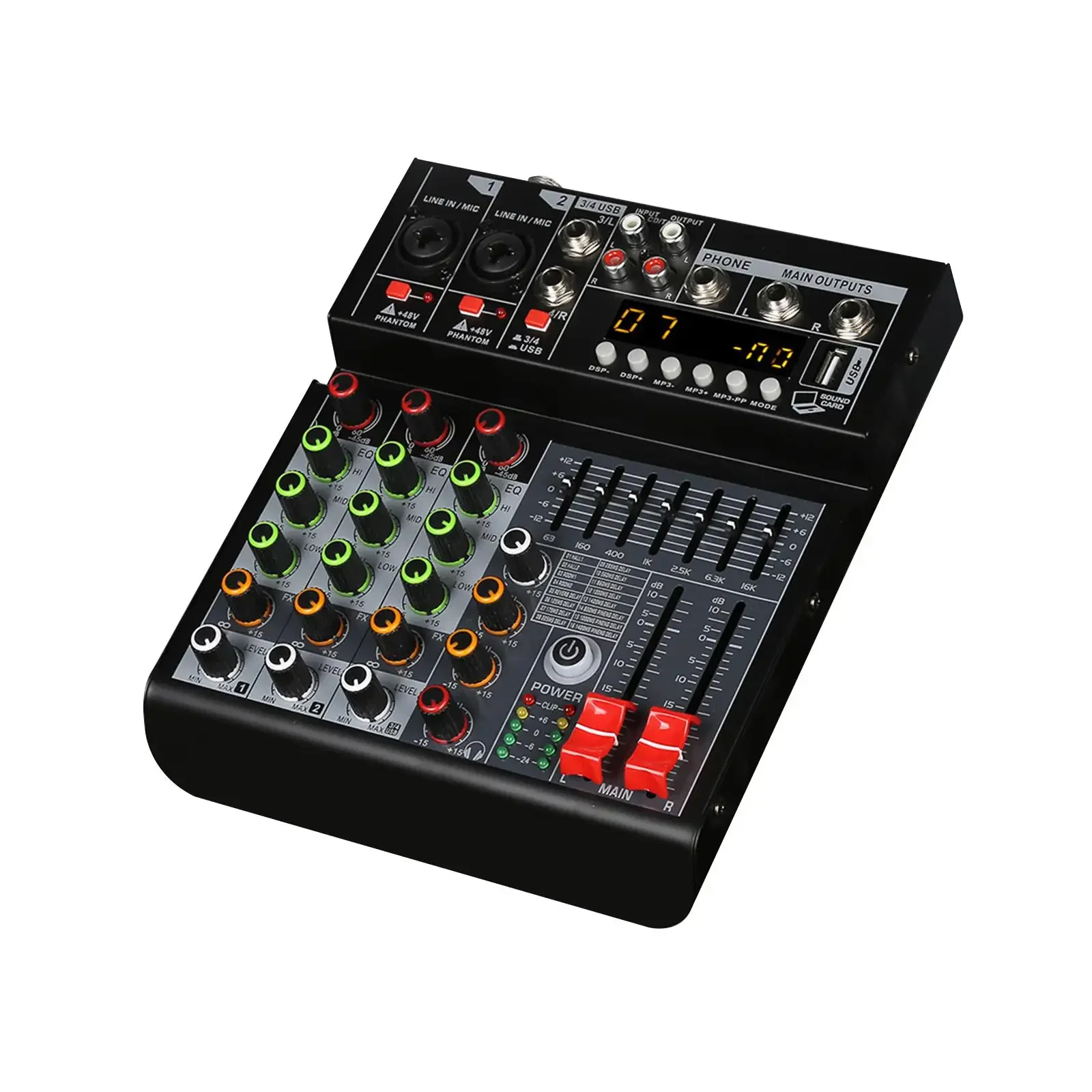 

4 Channels Audio Mixer Digital Mixer Karaoke Music AUX Real Time Recording USB Digital Processor Stable Transmission EU Adapter