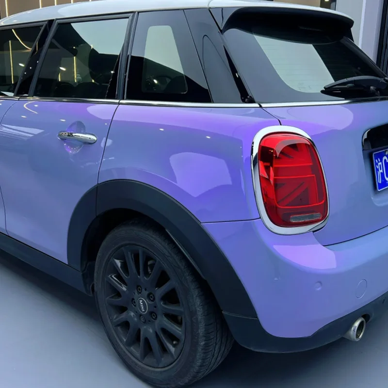 Candy Glossy Chameleon Vinyl Wrap Film Grey to Purple Color Change Self Adhesive Decal Automotive Car Wrapping Foil