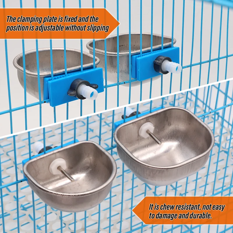 Stainless Steel Rabbit Water Bowl Farm Rabbit Automatic Drinker Rabbit cage fix cup Raising Fox Mink Drinking Bowl 1 Pcs