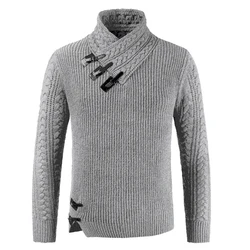 2024 New Winter Men's Turtleneck Sweater Fashion Large Size Pullover Autumn Warm Winter Shirts Retro Clothing Knitting