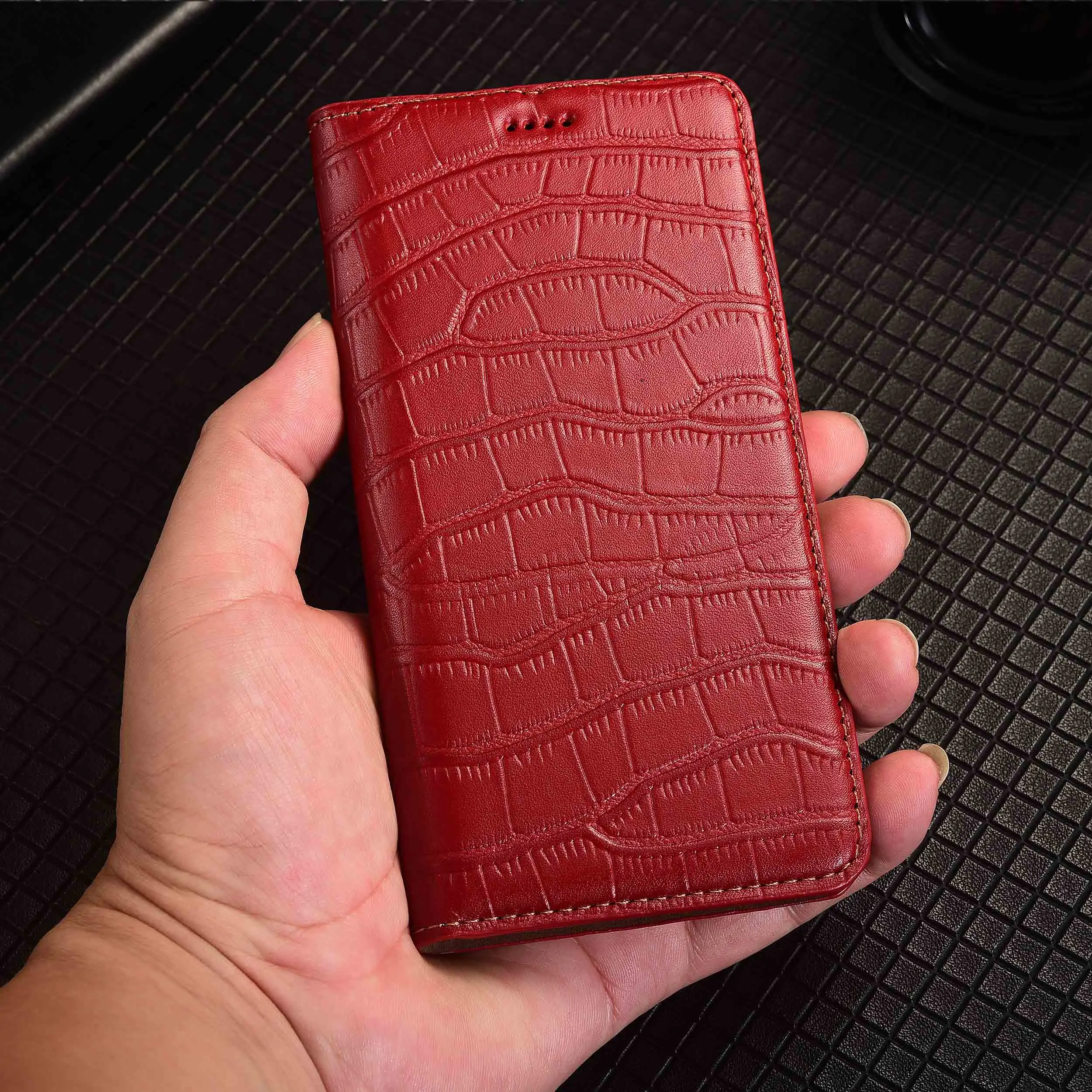 

For Vivo S7 S7T S7E S9 S9E S10 S10e S12 S15 S15e S16 S16e Pro Plus Crocodile Belly Pattern Genuine Leather Flip Phone Cover Case